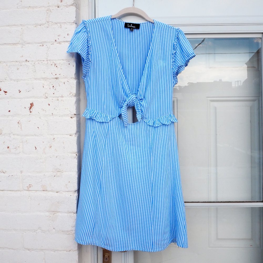 Seaport Blue and White Striped Tie-Front Dress